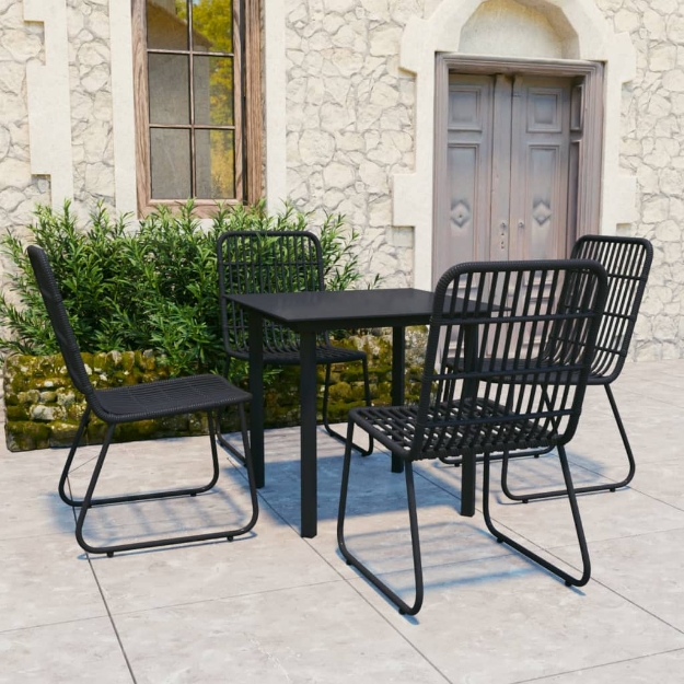 Set da Pranzo da Giardino 5 pz in Polyrattan e Vetro