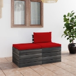 Set Divani da Giardino su Pallet 2 pz con Cuscini Massello Pino