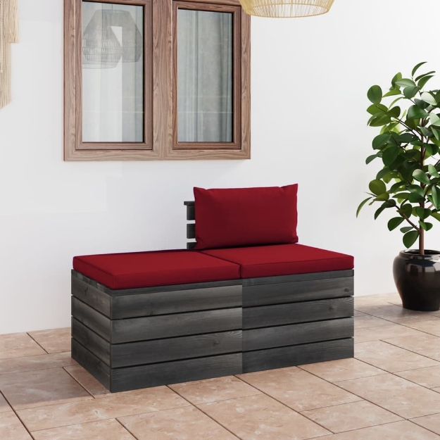 Set Divani da Giardino su Pallet 2 pz con Cuscini Massello Pino