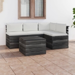 Set Divani da Giardino su Pallet 5 pz con Cuscini Massello Pino