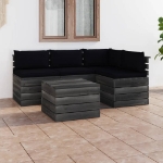 Set Divani da Giardino su Pallet 5 pz con Cuscini Massello Pino