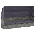 Lettino da Giardino con Tettuccio Grigio 205x62 cm Polyrattan