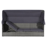 Lettino da Giardino con Tettuccio Grigio 205x62 cm Polyrattan