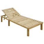 Lettino da Giardino con Cuscino Blu Legno Pino Impregnato