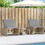 Lettini Prendisole 2 pz con Tavolino Beige in Polyrattan