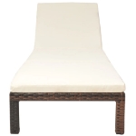 Lettino Prendisole con Cuscino in Polyrattan Marrone