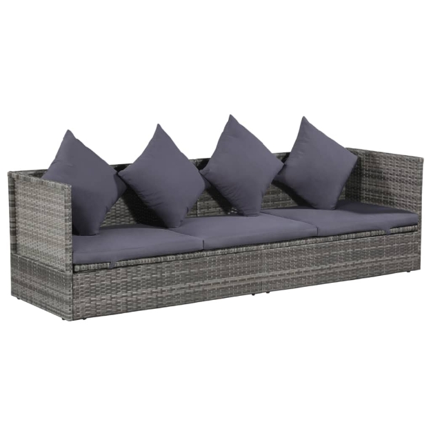 Lettino da Giardino Grigio 200x60 cm in Polyrattan