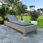 Lettino Prendisole con Cuscino in Polyrattan Grigio