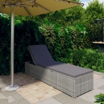 Lettino Prendisole con Cuscino in Polyrattan Grigio