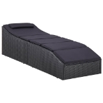 Lettino Prendisole con Cuscino in Polyrattan Nero