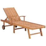 Lettini Prendisole 2 pz con Cuscino Blu Legno Massello di Teak