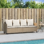 Lettino Prendisole con Cuscini Beige in Polyrattan