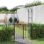 Arco da Giardino con Cancello Nero 108x45x235 cm Acciaio