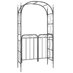 Arco da Giardino con Cancello Nero 108x45x235 cm Acciaio