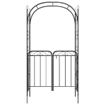 Arco da Giardino con Cancello Nero 108x45x235 cm Acciaio