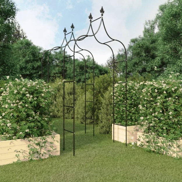 Archi da Giardino 2 pz Neri 120x38x260 cm Acciaio