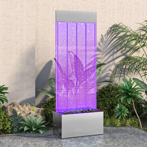 Colonna di Bolle con LED RGB Acciaio Inox e Acrilico 110 cm