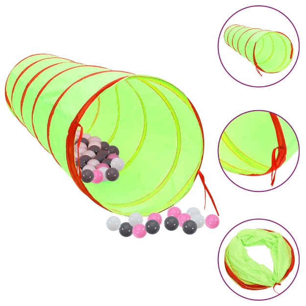 Tunnel da Gioco per Bambini 250 Palline Verde 175 cm Poliestere