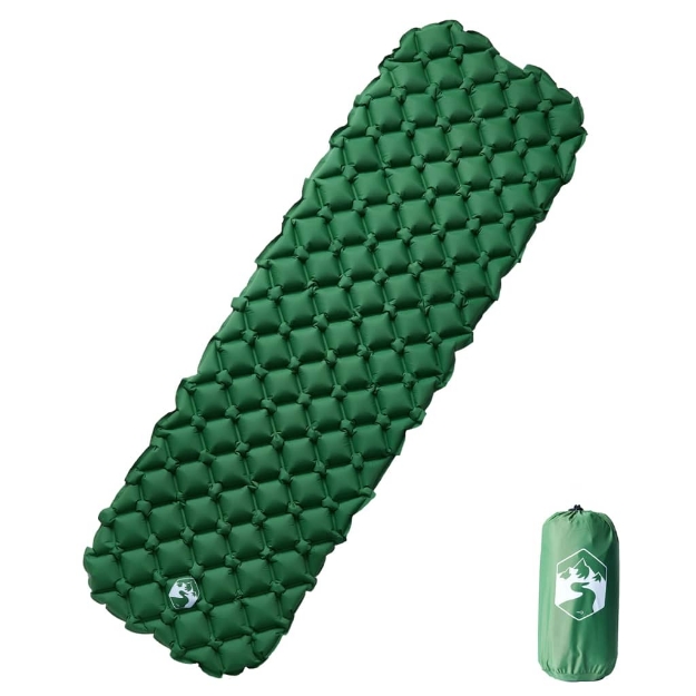 Materasso da Campeggio Gonfiabile 1 Persona Verde 190x58x6 cm