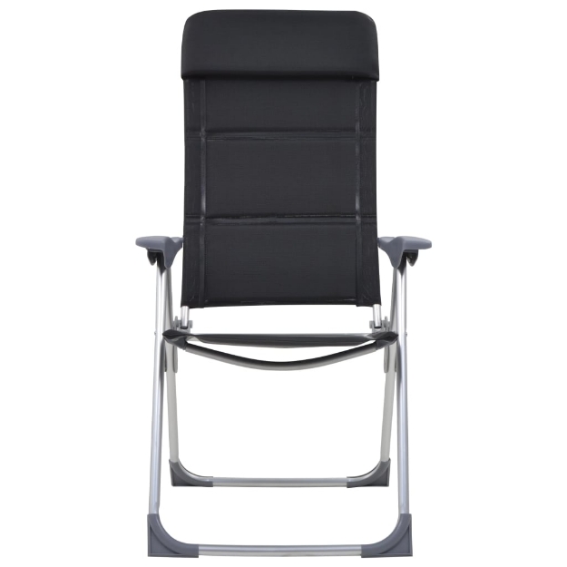 Sedie da Campeggio 2 pz in Alluminio Nero 58x69x111 cm