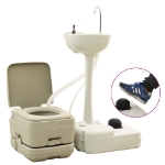 Set WC Portatile da Campeggio 10+10L Lavandino 20L Grigio