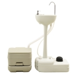 Set WC Portatile da Campeggio 10+10L Lavandino 20L Grigio