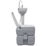 Set WC Portatile da Campeggio e Lavandino con Supporto Grigio