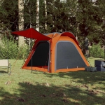 Tenda Campeggio 4 Persone Grigio e Arancione Impermeabile