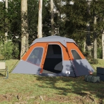 Tenda Campeggio 6 Persone Grigio e Arancione Impermeabile