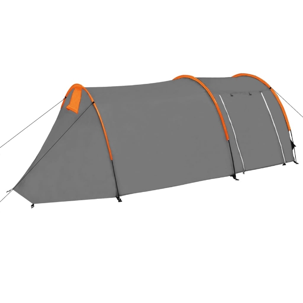 Tenda da Campeggio 4 Persone in Tessuto Grigio e Arancione