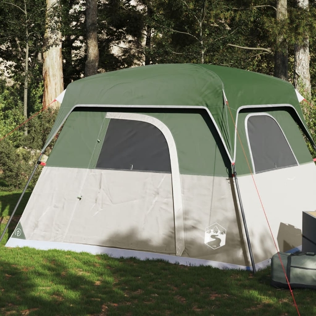 Tenda da Campeggio a Cabina per 4 Persone Verde Impermeabile