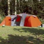 Tenda da Campeggio a Cupola 12 Persone Grigio e Arancione