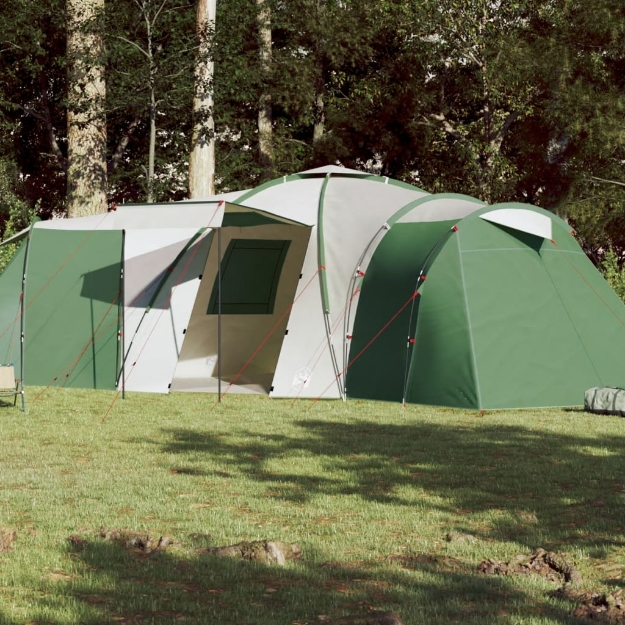 Tenda da Campeggio a Cupola per 12 Persone Verde Impermeabile