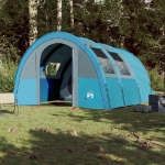 Tenda da Campeggio a Tunnel per 4 Persone Blu Impermeabile