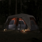 Tenda Famiglia LED 10 Persone Grigio/Arancione Rilascio Rapido