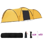 Tenda Igloo da Campeggio 650x240x190 cm per 8 Persone Gialla