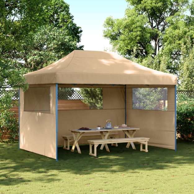 Tendone per Feste Pieghevole Pop-Up con 3 Pareti Beige