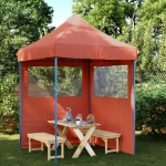 Tendone per Feste Pieghevole Pop-Up con 2 Pareti Terracotta