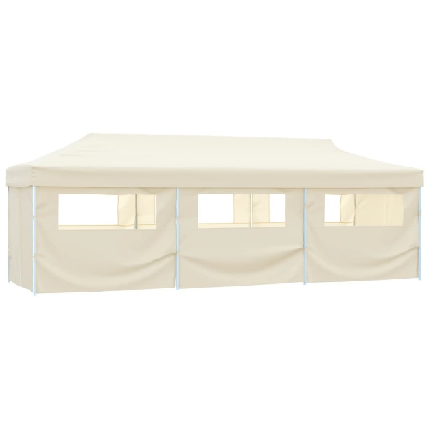 Tenda Pieghevole Pop-Up con 8 Pareti Laterali 3x9 m Crema