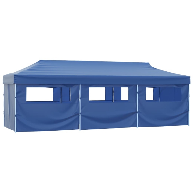 Tenda Pieghevole Pop-Up con 8 Pareti Laterali 3x9 m Blu