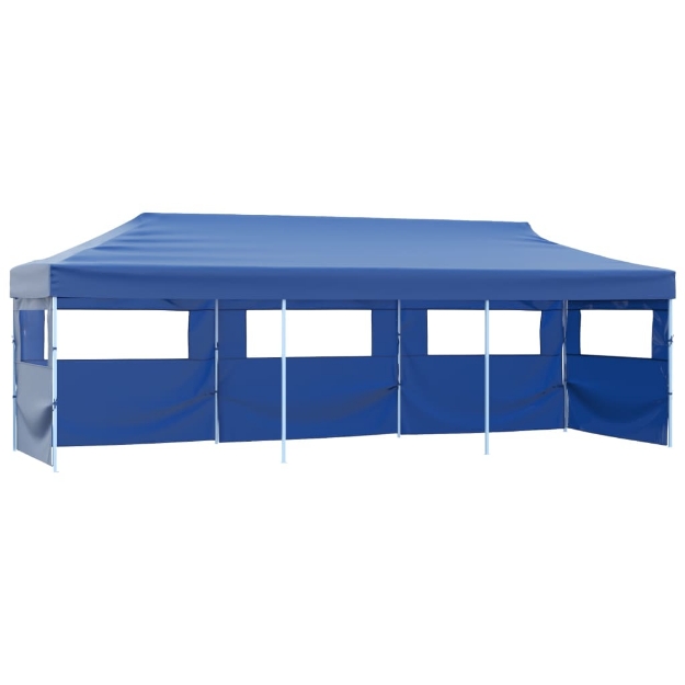 Tenda Pieghevole Pop-Up con 5 Pareti Laterali 3x9 m Blu