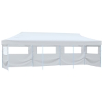 Tenda Pieghevole Pop-Up con 5 Pareti Laterali 3x9 m Bianca