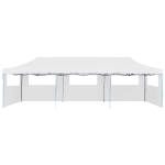 Tenda Pieghevole Pop-Up con 5 Pareti Laterali 3x9 m Bianca