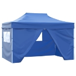 Tenda Pieghevole Pop-Up con 4 Pareti Laterali 3x4,5 m Blu