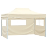 Tenda Pieghevole Pop-Up 4 Pareti Laterali 3x4,5 m Bianco Crema