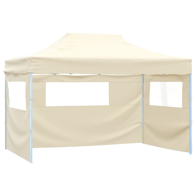 Tenda Pieghevole Pop-Up 4 Pareti Laterali 3x4,5 m Bianco Crema