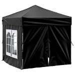 Tenda per Feste Pieghevole con Pareti Laterali Nero 2x2 m