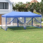 Tenda per Feste Pieghevole con Pareti Laterali Blu 3x6 m