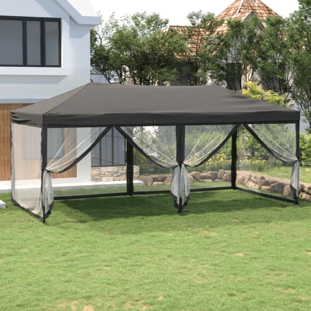 Tenda per Feste Pieghevole con Pareti Laterali Antracite 3x6 m