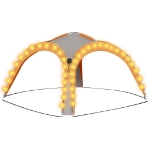 Tenda Feste con LED e 4 Pareti 3,6x3,6x2,3 m Grigio e Arancione